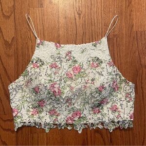 Sean Collection floral lace embroidered strappy crop top size 12